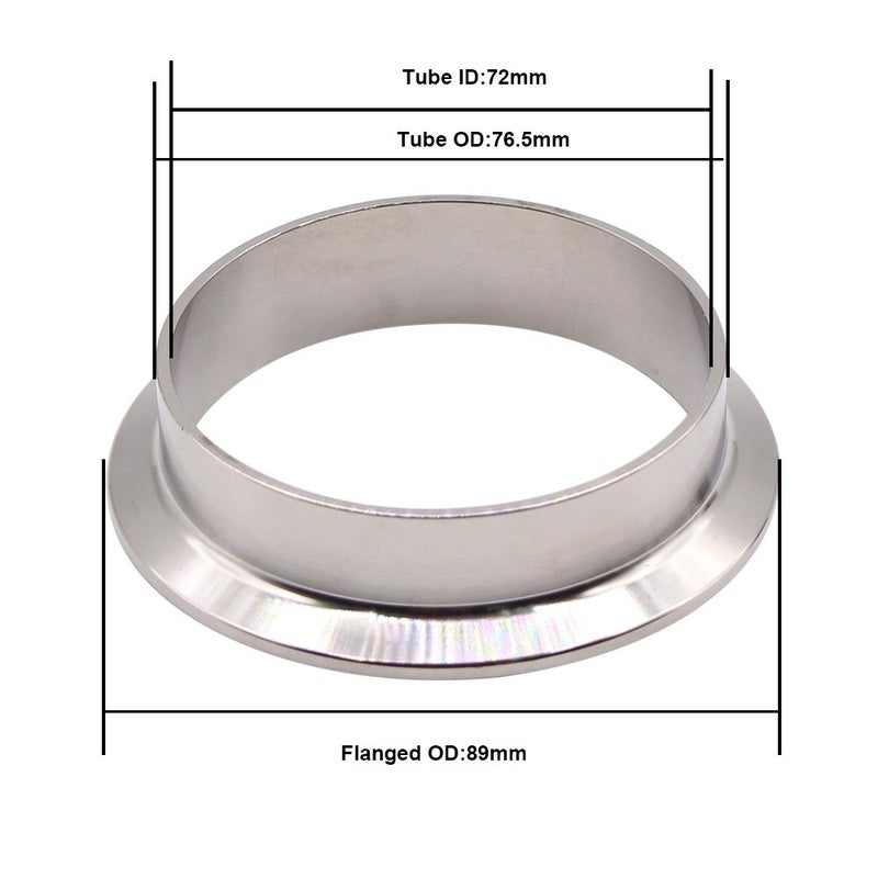 DERNORD Stainless Steel 304 Sanitary Fitting, Long Weld Clamp Ferrule FitsTri Clamp (76.5MM/3" Tube OD) - Image 5